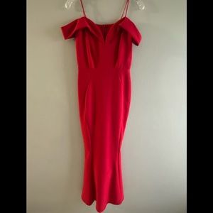 Red off the shoulder, mermaid style, sweetheart neckline, formal dress